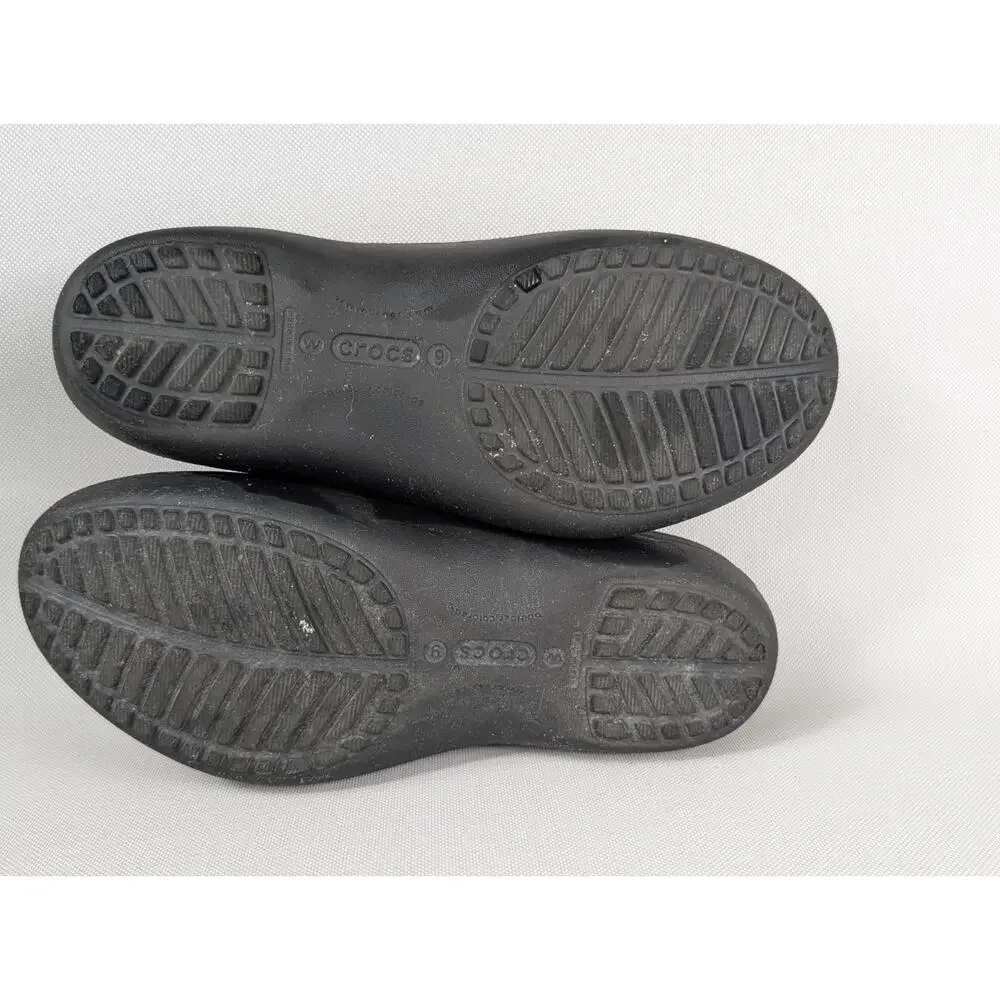 Crocs Black Rubber Slip On Clogs Shoes Women's Size 9 Backless Cushioned